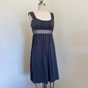 Made in USA Women’s Medium Dress Charcoal Empire Waist Braided Y2k early 2000s